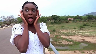 scorching African girlfriend POV sloppy road head mouth plumb at safari!