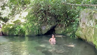 I bang an unknown latin lady while she takes a nice bath in the lake HL
