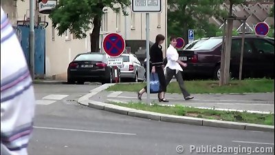 Street fucky-fucky teen threesome with a blond teen cutie Alexis Crystal and 2 guys