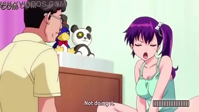 shy buxomy chinese hentai chick fucks and gets creampied multiple times by her horny Landlord as payment.